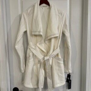 Blanc Noir Drape Velour Jacket in Off White